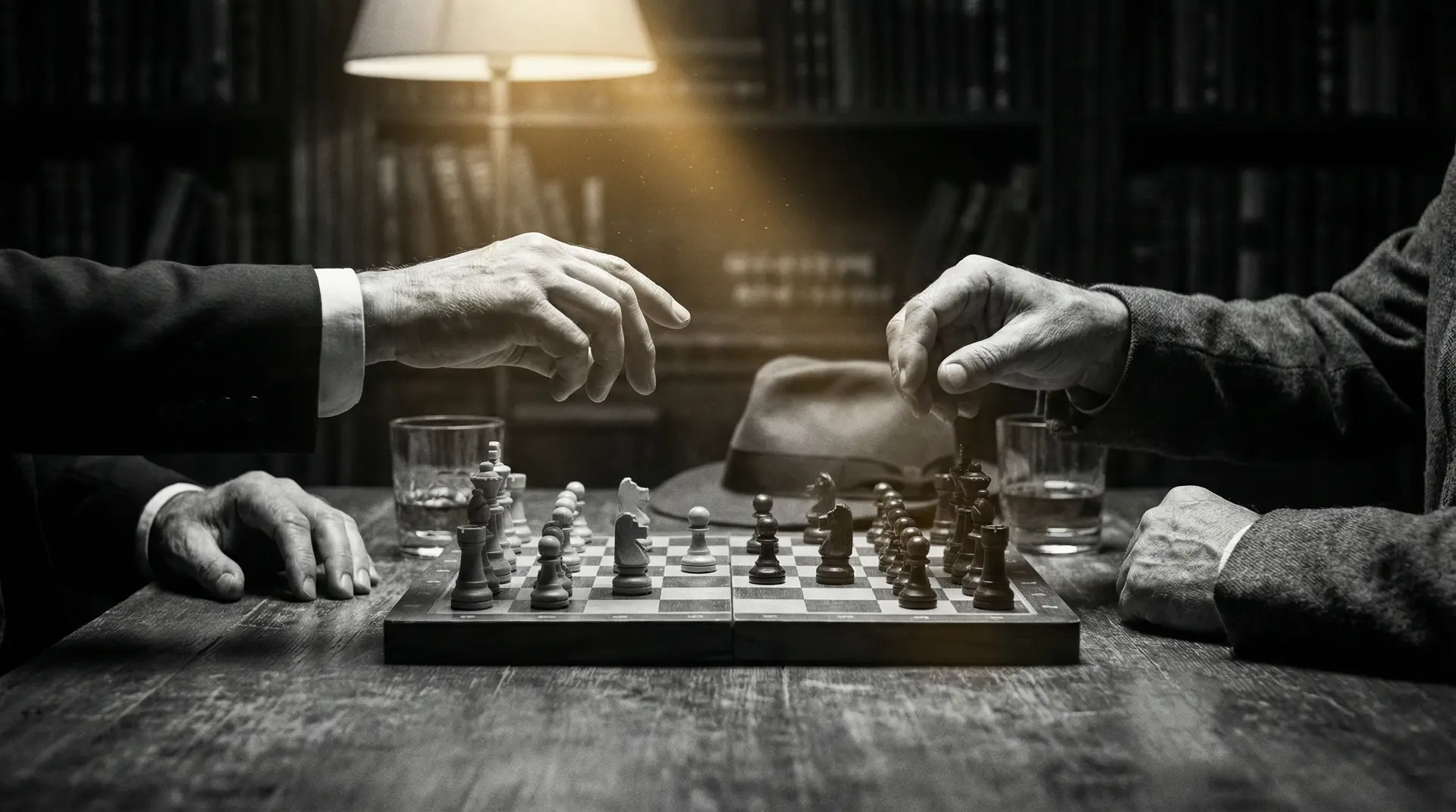 10种自我安慰的图片带字 艺术探索系列 - 非线性叙事，棋盘上的对弈象征命运的交错